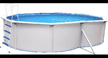 Interhiva Zwembad Bonaire – Ovaal Stalen Zwembad 4,90 x 3,60 x 1,20 m – Inclusief Filterinstallatie & Afdekzeil – Compleet Zwembadpakket voor de Tuin