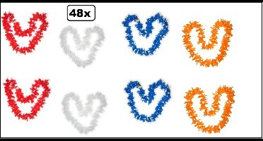 48x Hawai kransen rood/wit/blauw/oranje - Holland hawai krans hawaii slinger huwelijk trouwen EK voetbal liefde feest bruid thema feest