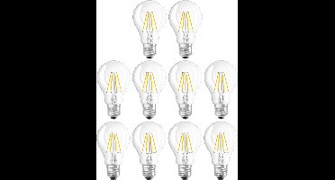 Ledvance LED Filament Lamp A60 E27 - 4W 470lm 2700K 230V - Ø60mm - Geschikt voor woonkamer, tafellampen, slaapkamer - 10 stuks