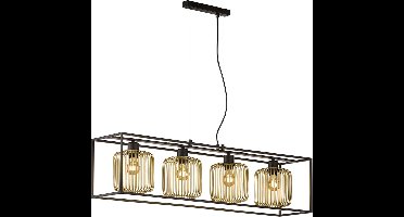 Fischer & Honsel Caydo - Hanglamp - 4x E27 max. 40 W (excl. lichtbron) - 110 x 23 x 150cm - Zwart/Goud