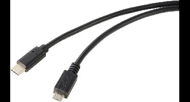 Renkforce USB-kabel USB 2.0 USB-C stekker, USB-micro-B stekker 1.00 m Zwart Rond RF-5719754