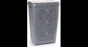 Plasticforte Wasmand met deksel - 50 liter - grijs - kunststof - 41x31x61 cm
