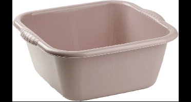 Plasticforte teiltje/afwasbak - 2x - vierkant - kunststof - 6 liter - 31 x 29 x 13 cm - Taupe - Schoonmaken - klein formaat