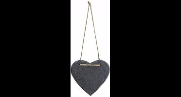 G. Wurm Decoratie hart - 12 x 11 cm - leisteen - hangdecoratie - hartjes vorm - mini krijtbordje