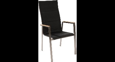 Stapelstoel hoge rug Marmaris RVS - zwart