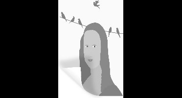 Muurstickers - Sticker Folie - Mona Lisa - Vogels - Zwart - Wit - 20x30 cm - Plakfolie - Muurstickers Kinderkamer - Zelfklevend Behang - Zelfklevend behangpapier - Stickerfolie