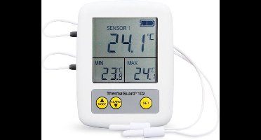 ETI - Thermaguard - Professionele Koelkast/Diepvries Thermometer - 2 Sensoren - Max/Min Registratie - Instelbaar Alarm - Koelruimte Monitoring - Zeer Nauwkeurig