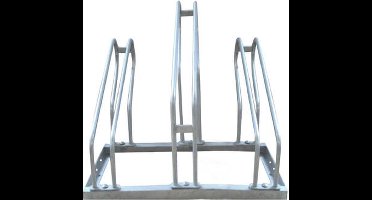 BRASQ Fietsenrek voor 3 Fietsen - Fietsenstandaard - Fietsrek - Fietsbeugel voor Vloer Inclusief bevestigingsmateriaal - Zilver