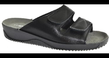 Rohde Leren Dames Slippers Slides Voorgevormd Voetbed - Zwart - 39