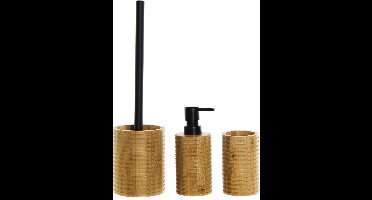 Badkamerset met wc-borstelhouder zeeppompje en beker bruin bamboe hout - Toilet/badkamer accessoires