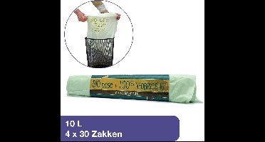 ABENA Biozakken (120 stuks) - 10 Liter biologisch afbreekbare afvalzakken. Transparant, composteerbaar en milieu vriendelijk. Pak van 120 zakken (4x30) - 40x45cm - Geschikt voor GFT-afval