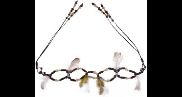 Espa Indiaanse riem - Bruine riem met veren voor volwassenen