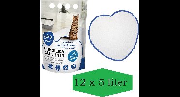 Duvo Silica Premium - fijne silica - wit - 0,5-1,5mm - Kattenbakvulling - Bulk voordeel - 12x 5L