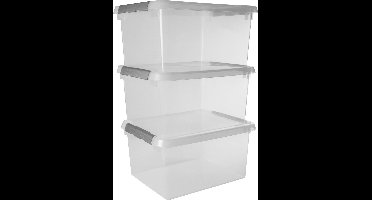 Sunware Comfort Line opbergbox 36L - Set van 3 - 50x40x26 cm - Transparant