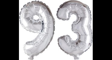 Folieballon 93 jaar zilver 86cm
