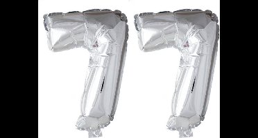 Folieballon 77 jaar zilver 86cm