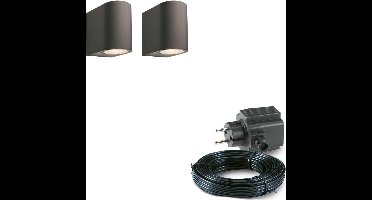 2x LED wand spot - 78mm - 4 Watt - Zwart - complete set