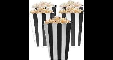 Popcorn bakjes zwart 6 stuks -16 cm hoog - Popcornbakjes/chipsbakjes/snackbakjes kinderverjaardag/kinderfeestje.