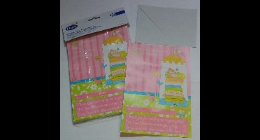 uitnodiging in envelop - Prinses met haar kat - per 20 stuks