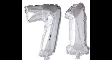 Folieballon 71 jaar zilver 86cm