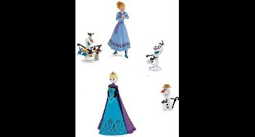 Frozen speelset/taarttoppers - met o.a. Anna en Olaf - 6-10 cm - kunststof - Bullyland