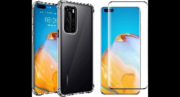 Hoesje geschikt voor Huawei P40 en Screenprotector - Transparant Shock Proof Case + Full Screen Protector Glas