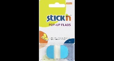 Stick'n Index tabs - Bladwijzers - 45x25mm - Neon transparant Blauw - Rond - 36 sticky tabs