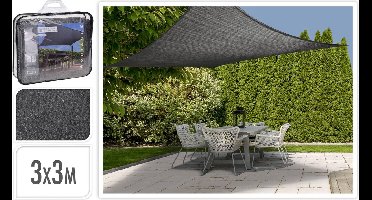 Merkloos - Schaduwdoek/zonnedoek - Vierkant 3x3m - UV & Weerbestendig  - Grijs