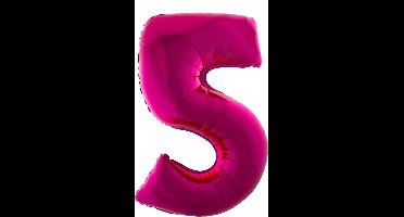 Cijferballon folie nummer 5 | Opblaascijfer 5 roze 102cm