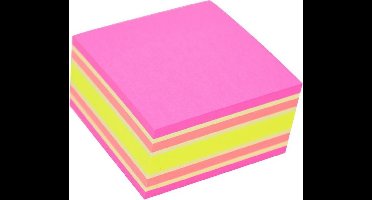 Stick'n Sticky Notes - Kubus - 76x76mm - Neon/Pastel Geel en Roze - 400 Memoblaadjes