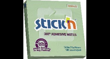 Stick'n Adhesive Notes - 360 Graden Lijmrand - Sticky Notes - 76x76mm - Groen - 100 Memoblaadjes 1234
