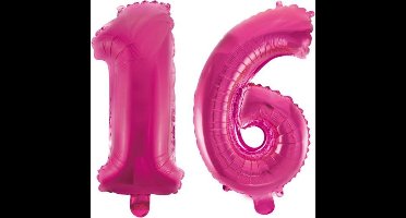 Folieballon 16 jaar roze 86cm