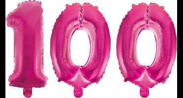 Folieballon 100 jaar roze 86cm