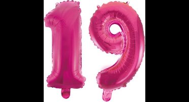 Folieballon 19 jaar roze 86cm