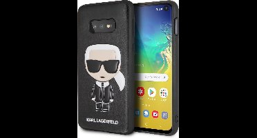 Zwart hoesje van Karl Lagerfeld - Backcover - Ikonik - Leer en TPU - Galaxy S10e - Full Body