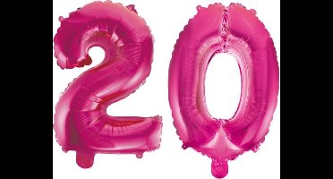 Folieballon 20 jaar roze 86cm