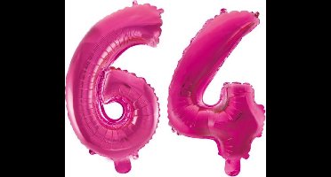Folieballon 64 jaar roze 86cm