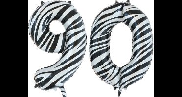 Folieballon 90 jaar zebra 86cm