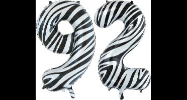 Folieballon 92 jaar zebra 86cm