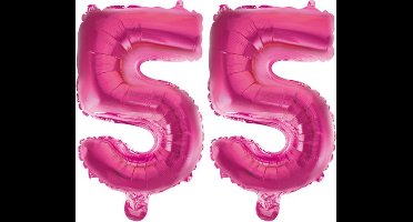Folieballon 55 jaar roze 41cm