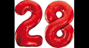 Folieballon 28 jaar rood 86cm