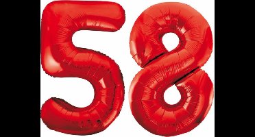 Folieballon 58 jaar rood 86cm
