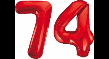 Folieballon 74 jaar rood 86cm