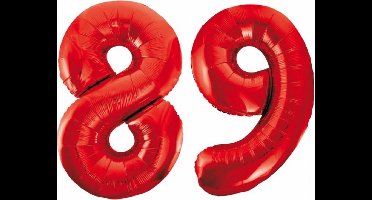 Folieballon 89 jaar rood 86cm
