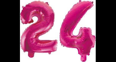 Folieballon 24 jaar roze 41cm