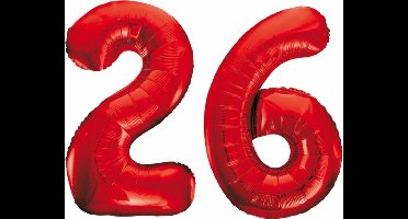 Folieballon 26 jaar rood 86cm