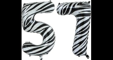 Folieballon 57 jaar zebra 86cm