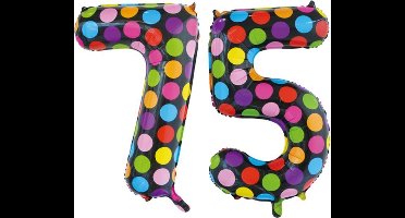 Folieballon 75 jaar stippen 86cm