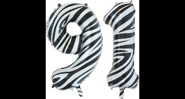Folieballon 91 jaar zebra 86cm