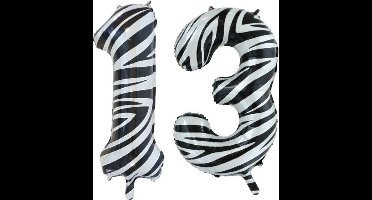 Folieballon 13 jaar zebra 86cm